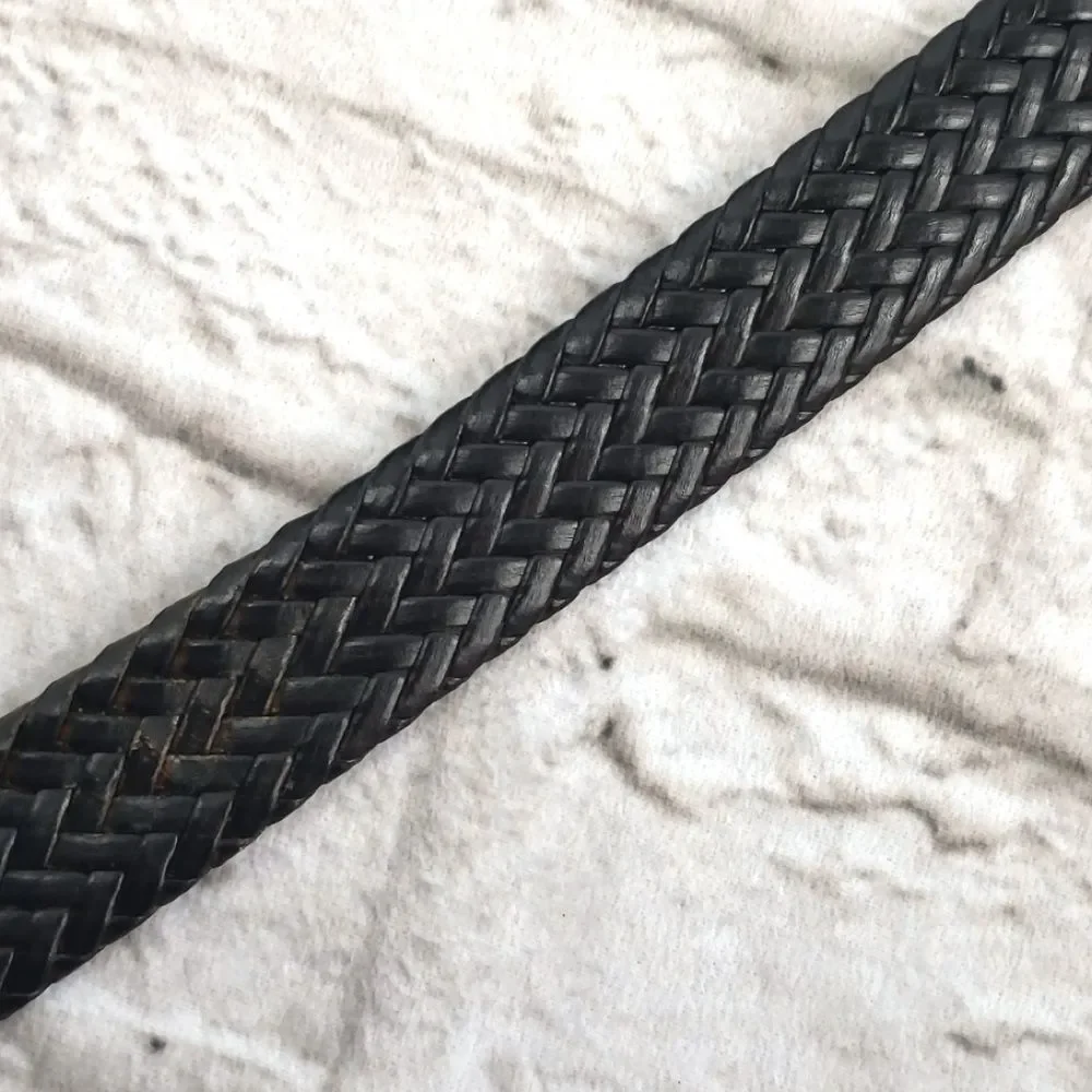 Men’s Reversible Braided Belt Black Brown Size 32 Silver Tone Buckle